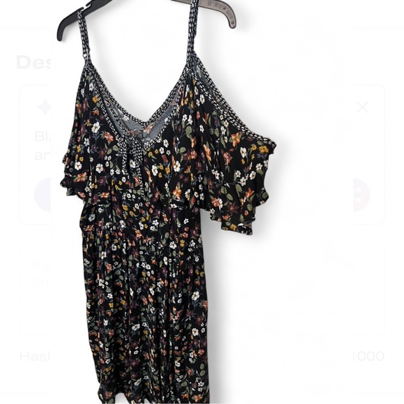 Multicolor Whimsy Floral Prairie Fairy Boho Flutter Sleeve Flowy Spring Dress - Picture 2 of 4